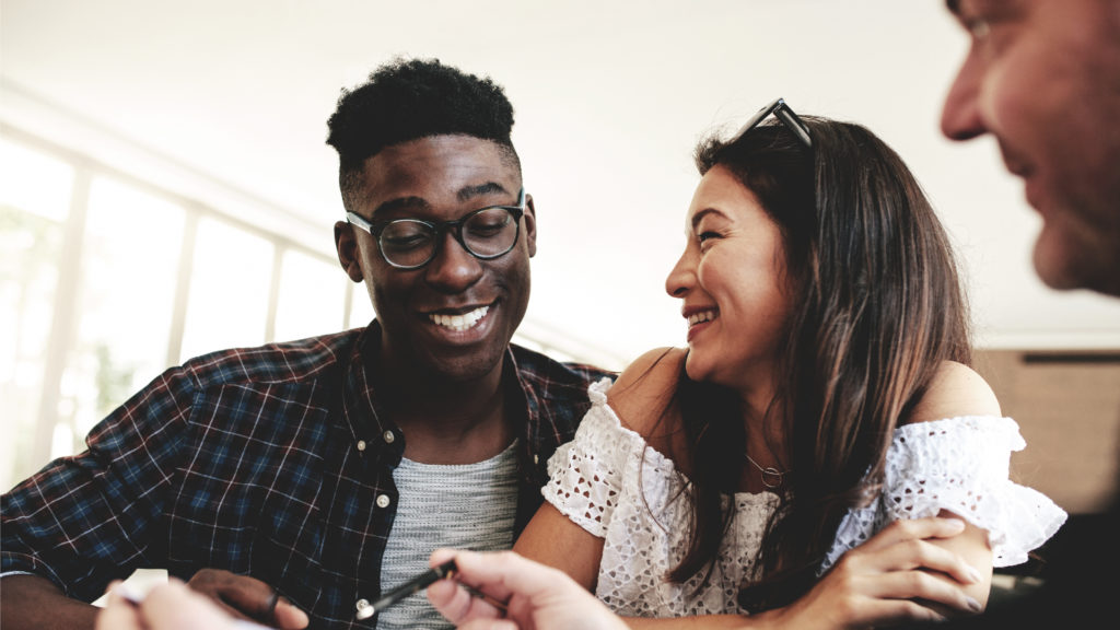 Happy family because the home loan is approved